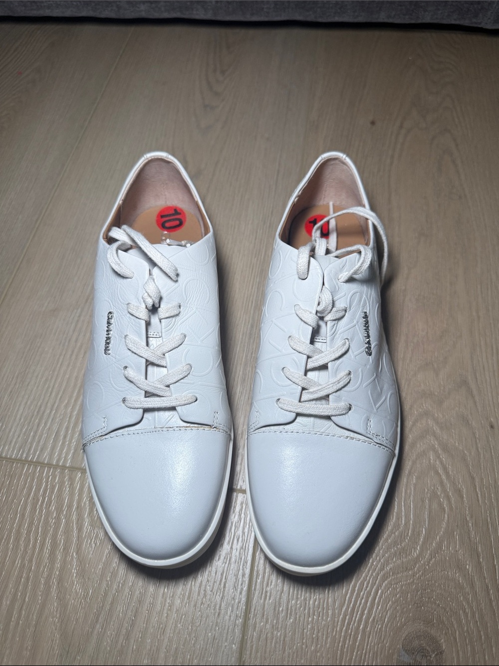 Calvin Klein White Embossed Lace-Up Sneakers
